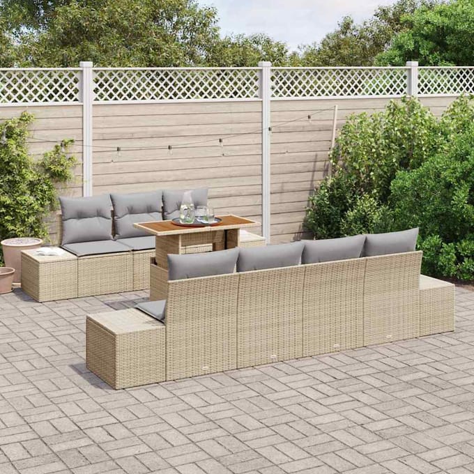 vidaXL - Tuinbank - Set - 8 - st - Beige - poly - rattan