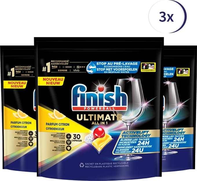 Finish Ultimate Citroen Vaatwastabletten - 30 Stuks x3