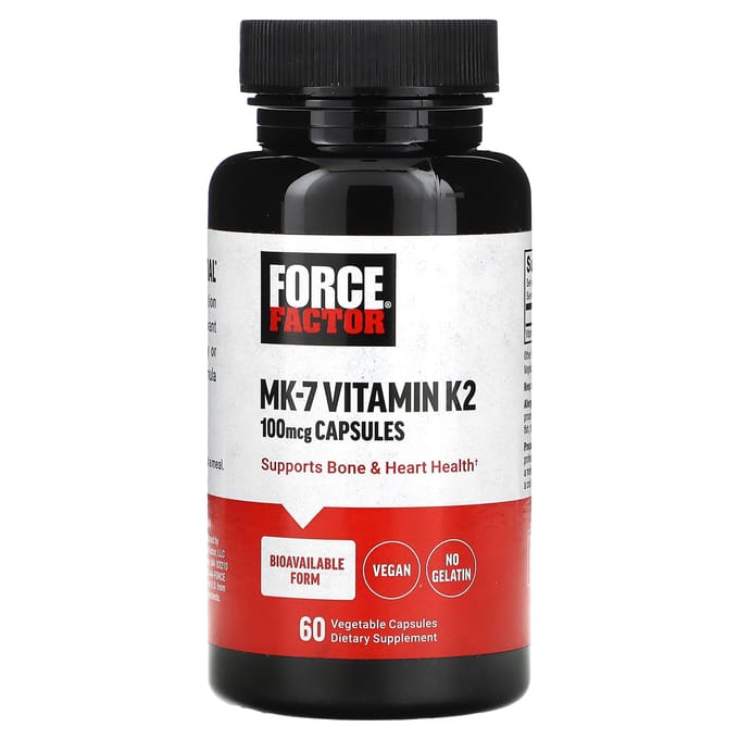 Force Factor, Vitamine K2 MK-7, 100mcg, 60 gélules végétales
