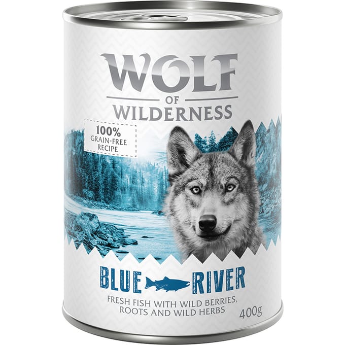 6x400g "Blue River" met Zalm Wolf of Wilderness Hondenvoer