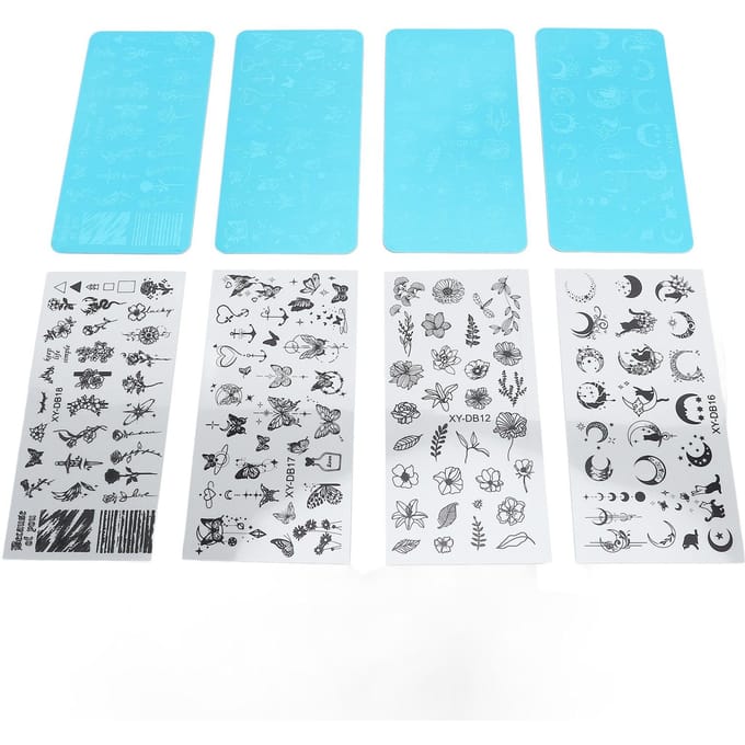 Kit de tampons à ongles irréguliers multi-tendances en acier imprimé pour nail art, pour l'impression de manucure blue