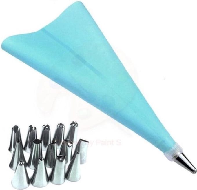 *** Spuitzak Met Spuitmondjes - Spuitzak - 14 Blauwe Spuitmondjes - van Heble® ***