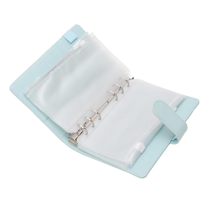 A6 Budget Binder A6 Binder Pocket Ritszak Notitieboek PU Leer Budget Notitieboek Contanten Envelop blauw