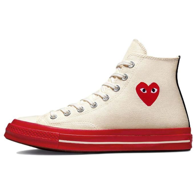 Comme des Garçons Play x Converse Chuck 70 High Pristine Red Baskets Unisexe Crème Aigrette A01794C 42