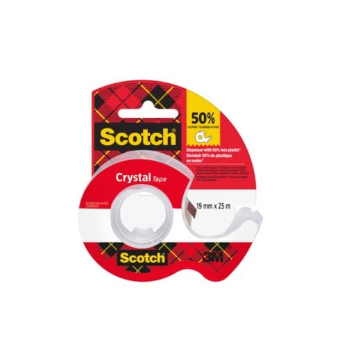 Plakband scotch crystal 600 19mmx25m transparant + Handdispenser