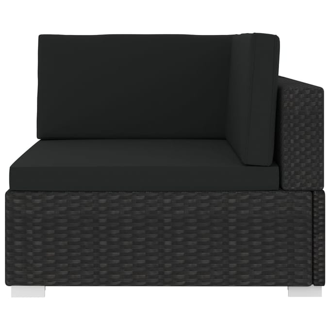 vidaXL - Hoekbank - 1 - st - met - kussens - poly - rattan - zwart