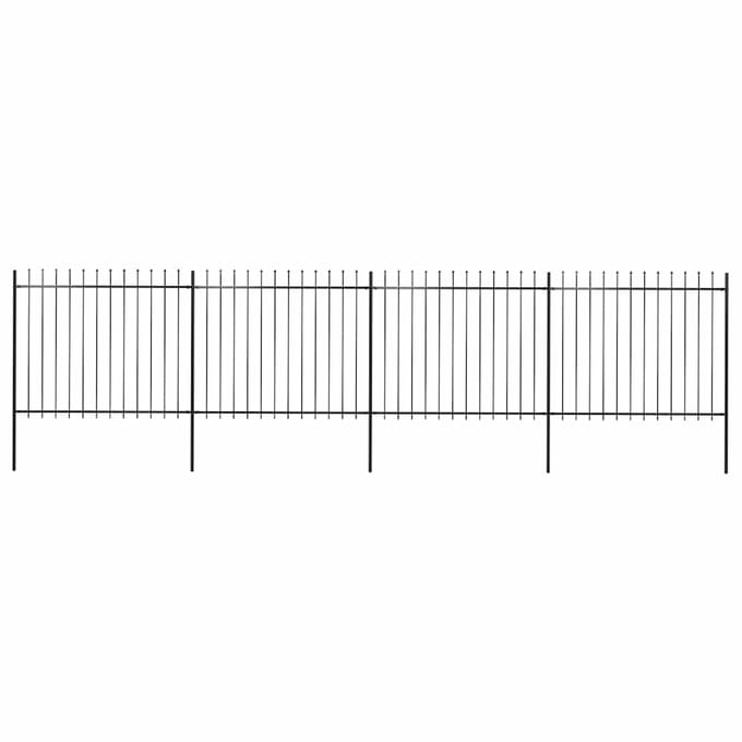 vidaXL - Tuinhek - met - speerpunt - staal - 671x150 - cm - zwart
