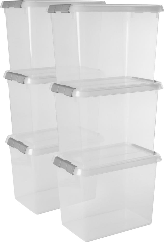 Sunware Comfort Line opbergbox 9L - Set van 6 - 30x20x22.3 cm - Transparant