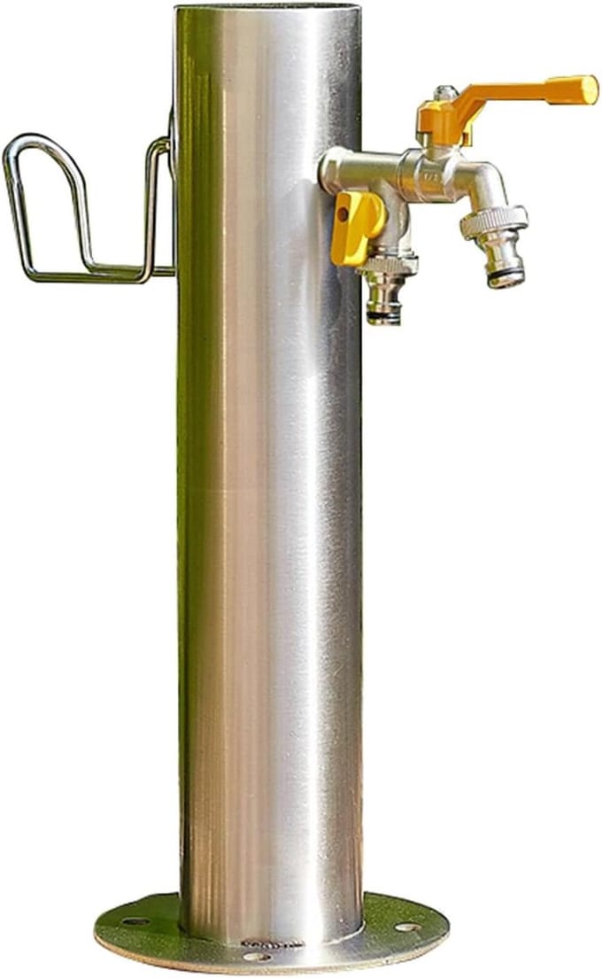 Verticale waterkolom - Buiten waterpunt - Efficiënt water geven - Dubbele uitloop - 50 cm hoogte - Zilverkleurig