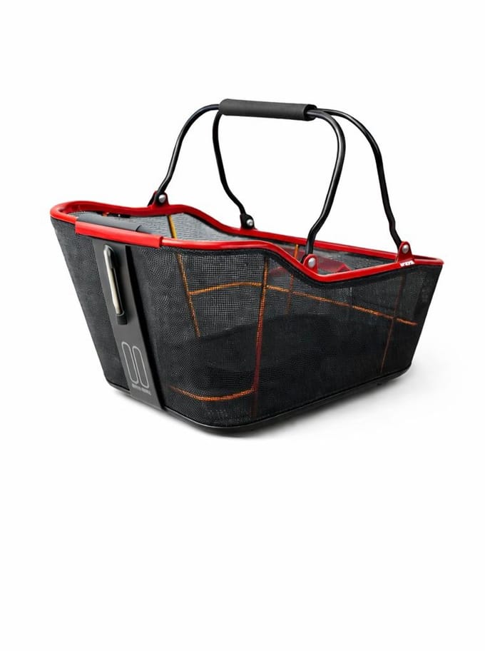 Basil Cento Tech Fiber Fietsmand Nordlicht MIK - Achter - Textonile - Zwart Rood