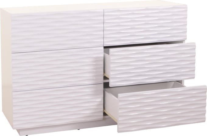 Ladekast MCW-M52, kast dressoir, 3D design laden push-to-open, 81x120x42cm hoogglans wit