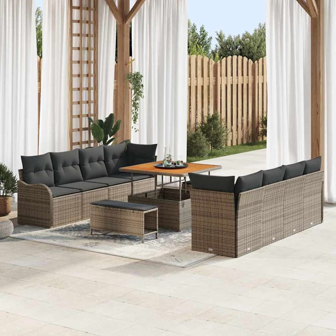 vidaXL Tuin Sofa Set 11 st 10-Aantal zitplaatsen Grijs