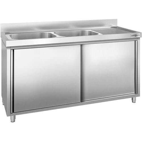 GGM Gastro Spülschrank PREMIUM - 2000x700mm - mit 2 Becken links Zilver