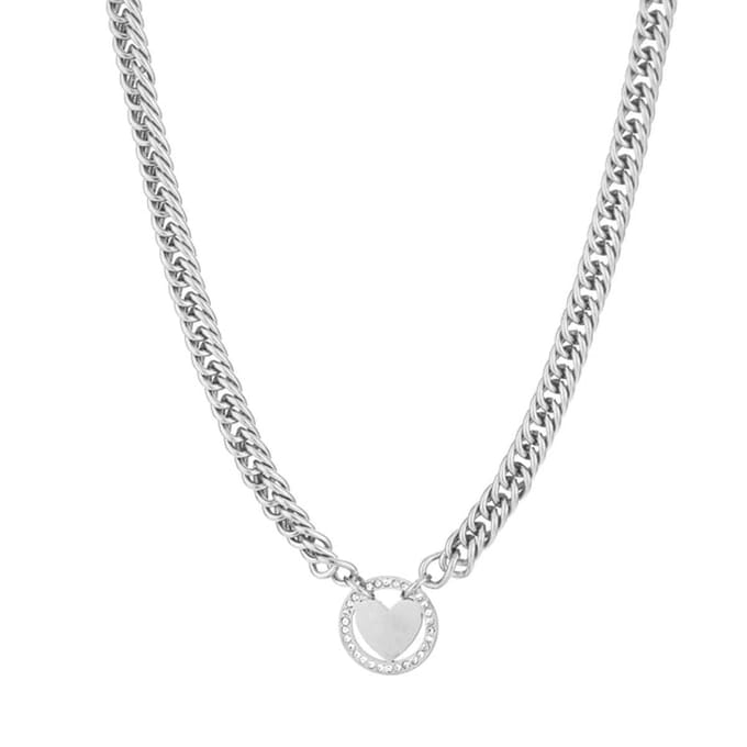Bijoutheek ketting hart witte stenen Silver JE13773SS