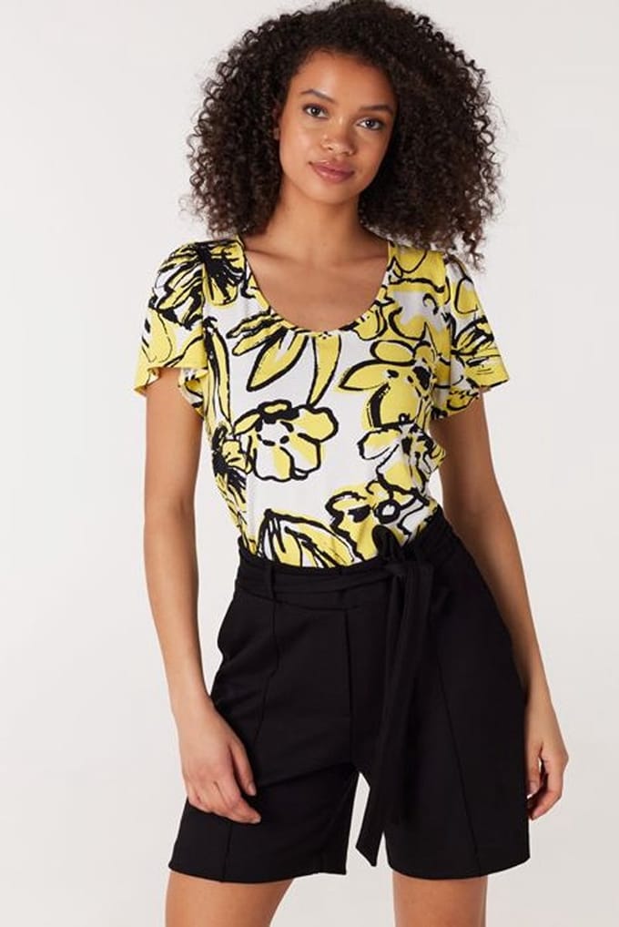 Jansen Amsterdam Dames T'shirt Geel dessin Fancy