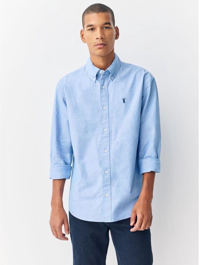 Next - Heren - Oxford-overhemd met lange mouwen en standaard pasvorm - Blauw
