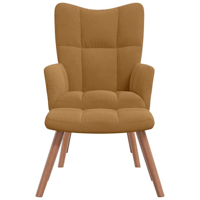 vidaXL - Relaxstoel - met - voetenbank - fluweel - bruin