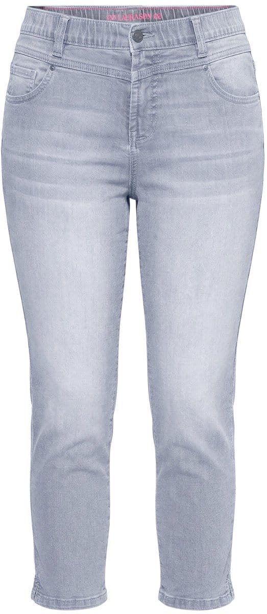 Laurasøn - Dames - Jeans met hoge taille Slim 3/4-lengte - Lichtgrijs denim - Maat 56