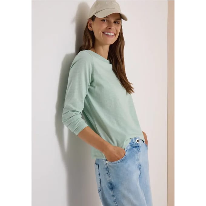 Longsleeve met boothals en strepen