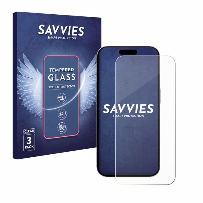 Savvies - Glas Screenprotector voor Apple iPhone 15 Pro - Gehard Beschermglas 9H 3 Stuks
