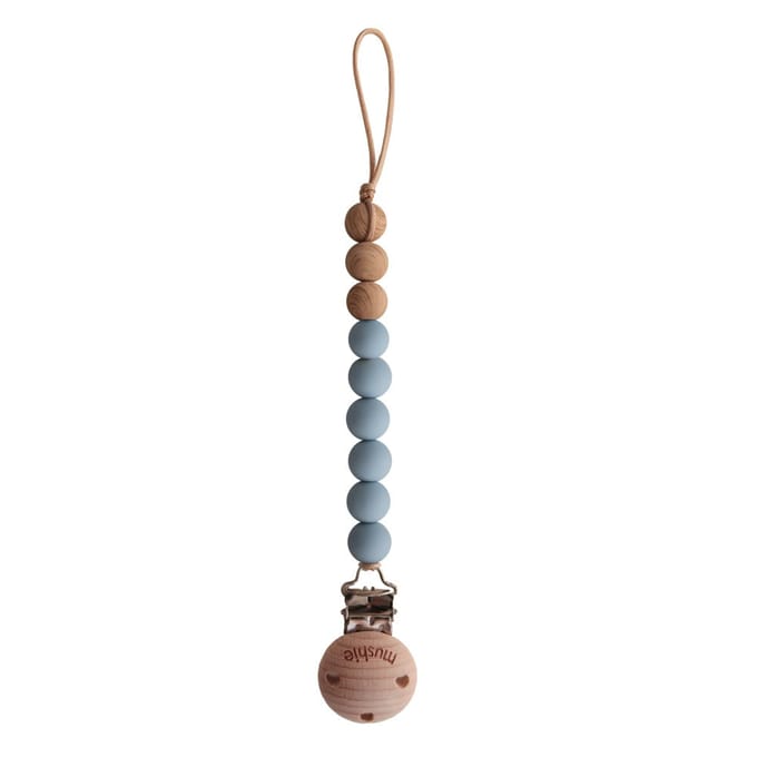 Mushie Speenkoord EVA - Cloud / Hout (look) - 100% siliconen kralen
