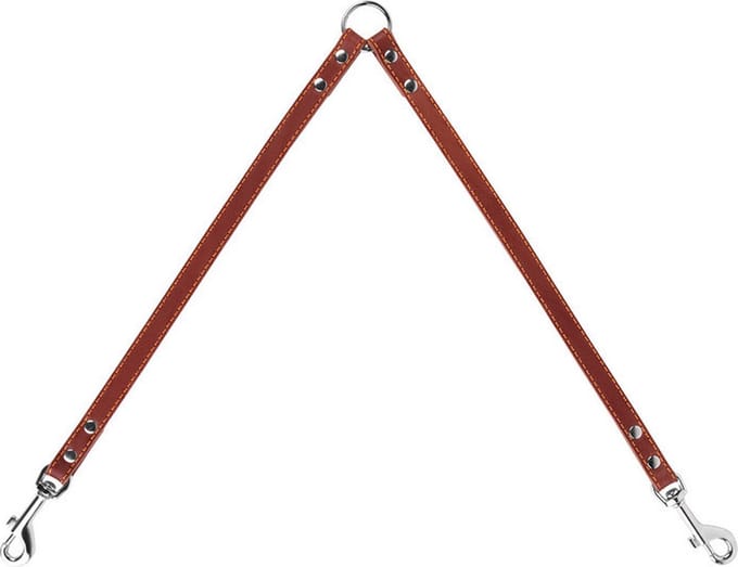WAUDOG Classic Dubbele Tussenlijn - Leder - Bruin - Breedte 10 mm - Lengte 40 cm