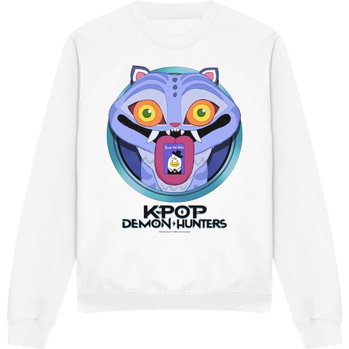 K-Pop Demon Hunters Unisex Volwassenen Save The Date Derpy Tiger Cartoon Sweatshirt (Wit)