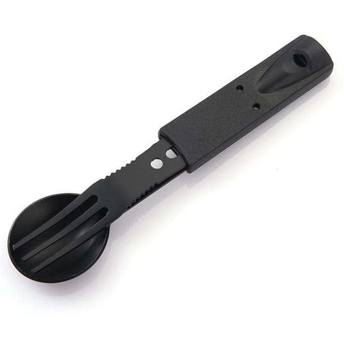 Ensemble de vaisselle de camping multifonctionnelle en acier inoxydable, 2 pièces, cuillère et fourchette noir