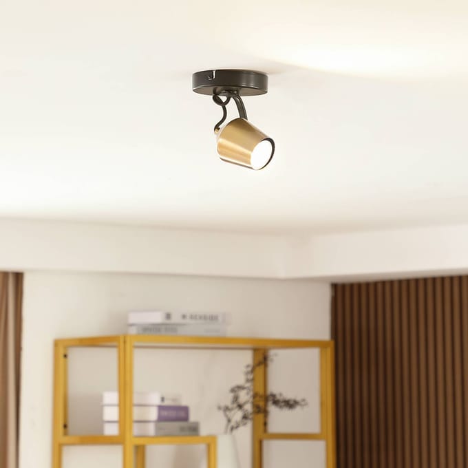 Lindby - buitenspot - 1licht - IJzer - H: 14.5 cm - GU10 - zwart, goud