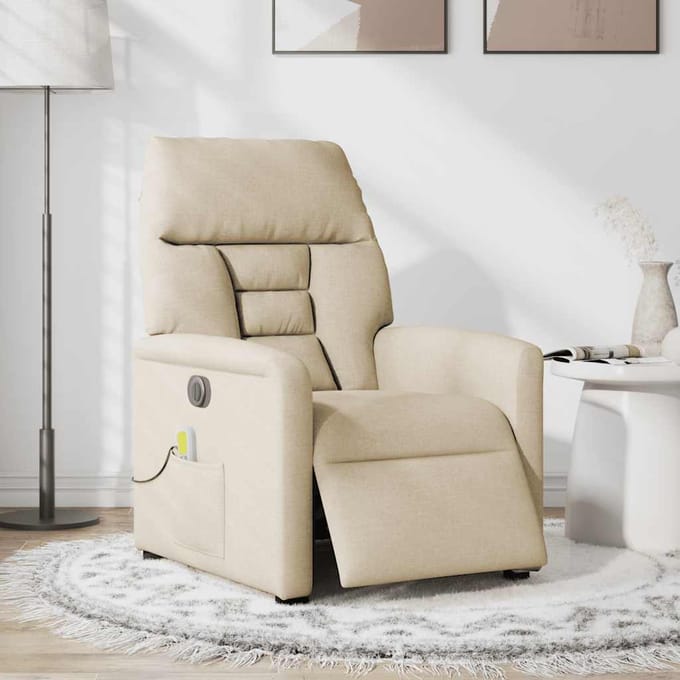 vidaXL - Massagestoel - elektrisch - verstelbaar - stof - crèmekleurig