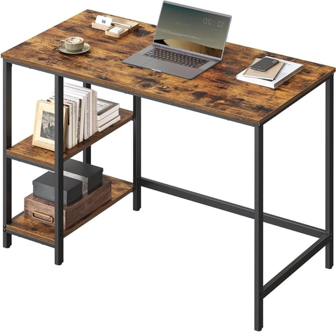Hoppa! - Bureau - Computertafel - Stalen Frame - Bruin/Zwart - 100 x 50 x 76 cm (B x D x H)