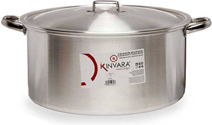 Kinvara grote kookpan/Soeppan met deksel - Aluminium - 25 liter - D43 x H24 cm - Sauspan - Extra groot