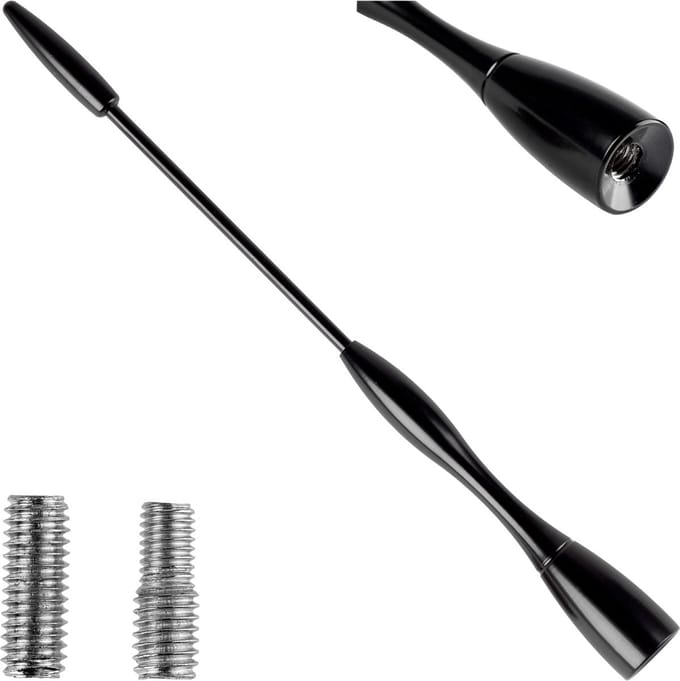 AMiO FM/AM Auto Antenne Mini Universeel met 5/6mm Adapter Zwart (16 cm)