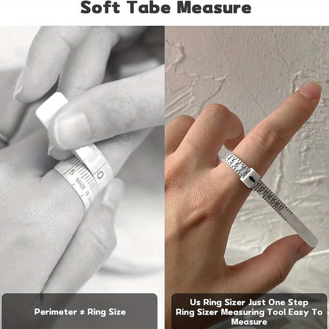 1 stuks Ringmaat Meetinstrument - Transparant, met Meetmarkeringen voor Sieraden Maken, Ringmaat Bepalen White beige