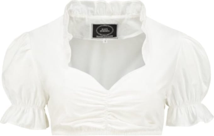 Haus Huberts Dirndl Blouse - Wit - Met Rucheskraag - Dames - Maat 9XL