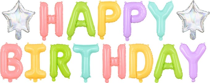 Partydeco - Folie Happy Birthday Pastel