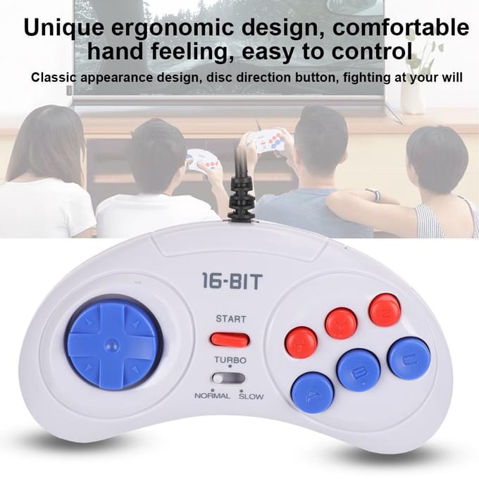 Console de jeu portable mini 16 bits 9 broches Contrôleur de jeu ergonomique Blanc pour Sega white