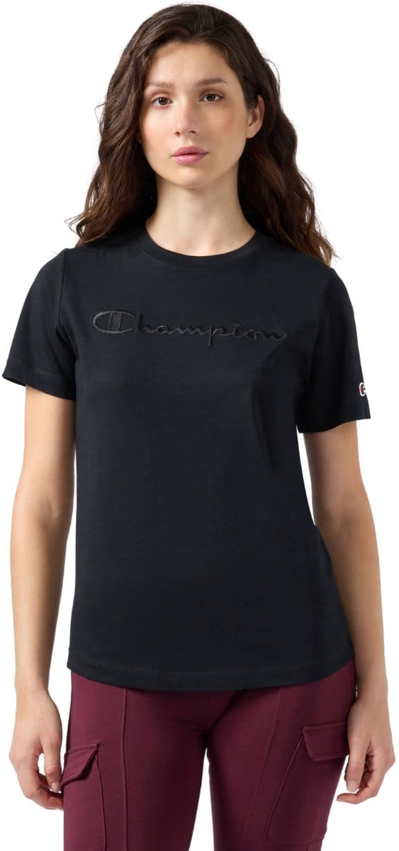 Champion T-shirt Dames SS Tee Zwart - Maat M