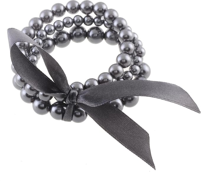 Behave - Parel Armband - Set van 3 Grijze Elastische armbanden