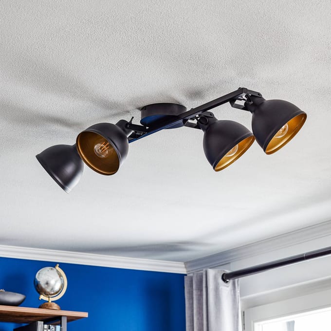 SIGMA Plafondlamp Trial, 4-lamps, zwart/goud