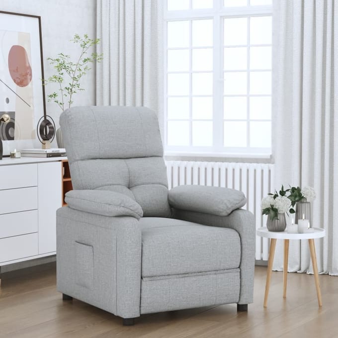 vidaXL - Fauteuil - verstelbaar - stof - lichtgrijs
