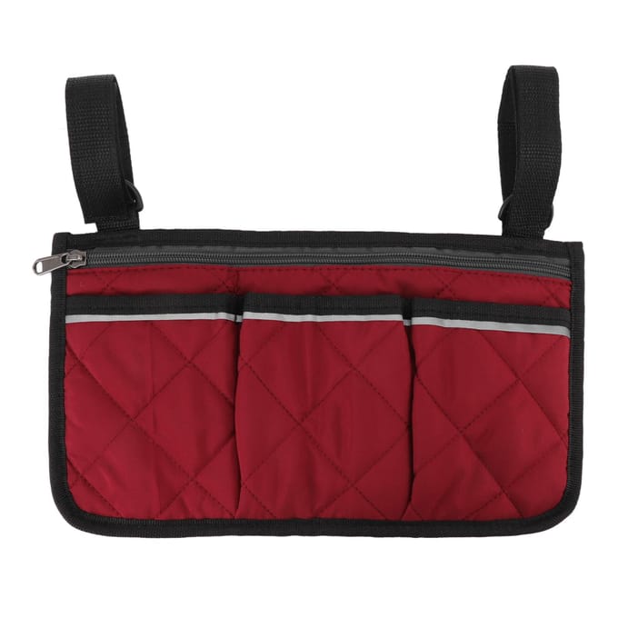 Rolstoel Pouch Tas Waterdicht Polyester Multi Pocket Ontwerp Rolstoel Zijvak voor Buiten Mobiele Stoel rood