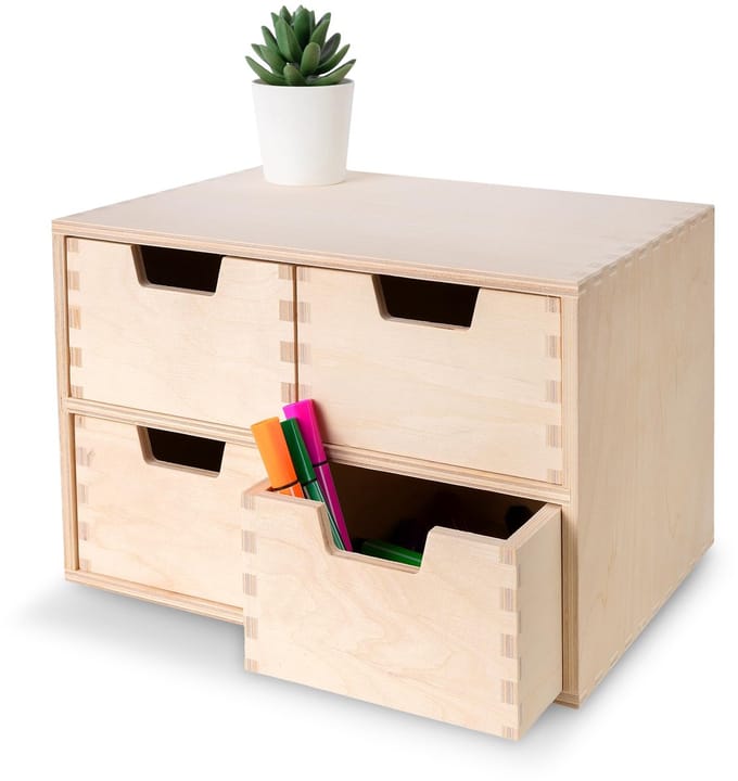 Unyqoos ® Luxe Houten Ladenkastje met Vier Functionele Lades voor Diverse Opbergbehoeften en Creatieve Projecten