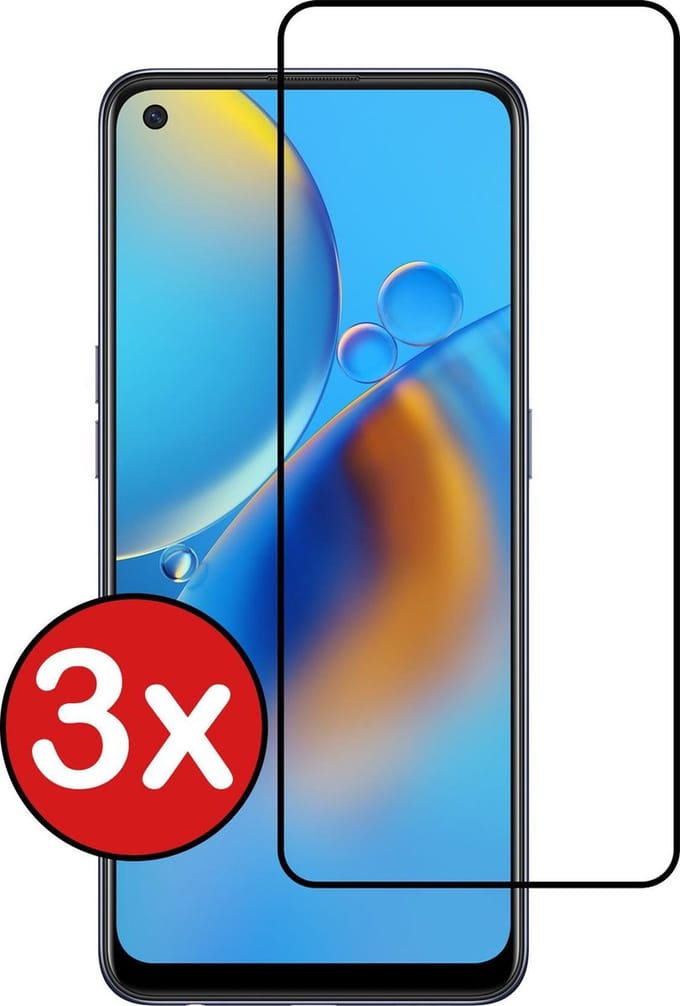 Screenprotector - 3 Stuks - Geschikt voor OPPO A74 5G - Full Cover - Beschermglas - Gehard Glas - Tempered Glass - Screen Protector
