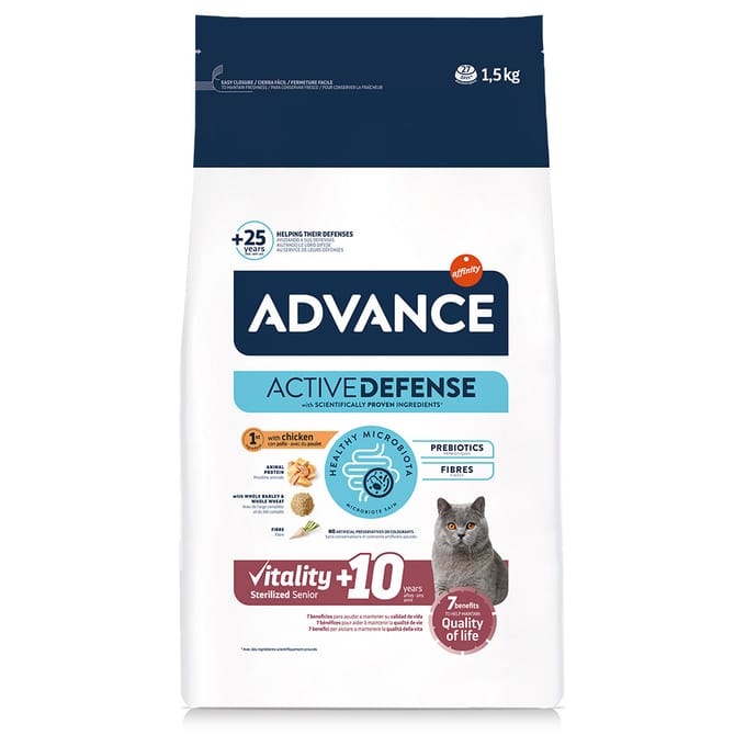 Voordeelpakket: 2x1,5kg Advance Sterilized Senior +10 met kip droog kattenvoer