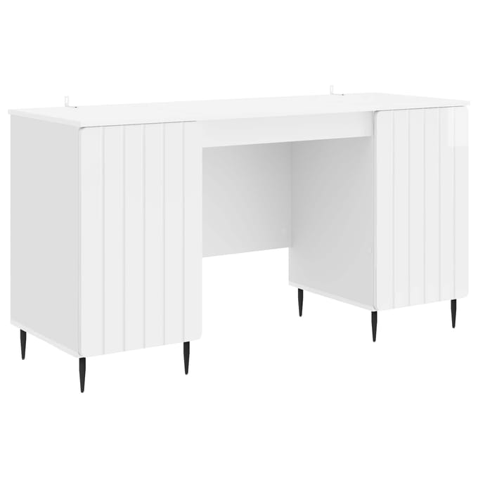 vidaXL - Bureau - Hoogglans - Wit - 142,5 - x - 50 - x - 75 - cm - Bewerkt - hout
