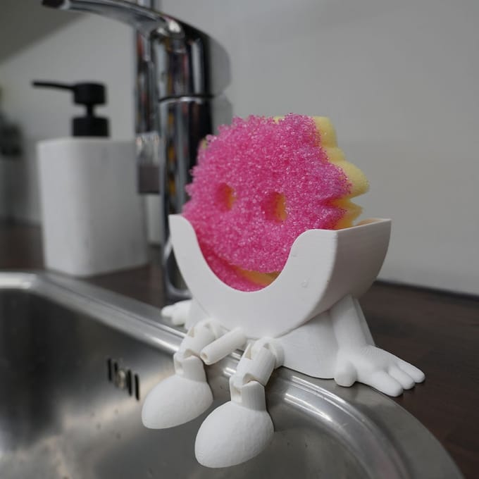 Scrub daddy schoonmaakspons houder funny met wateruitloop – Ivoor Wit – sponshouder – grootsteen organizer