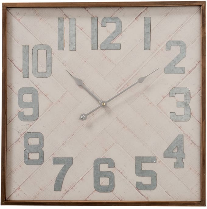 Klok - wandklok - 50x50cm - Metaal - industrieel - landelijk - Wit - Goud.