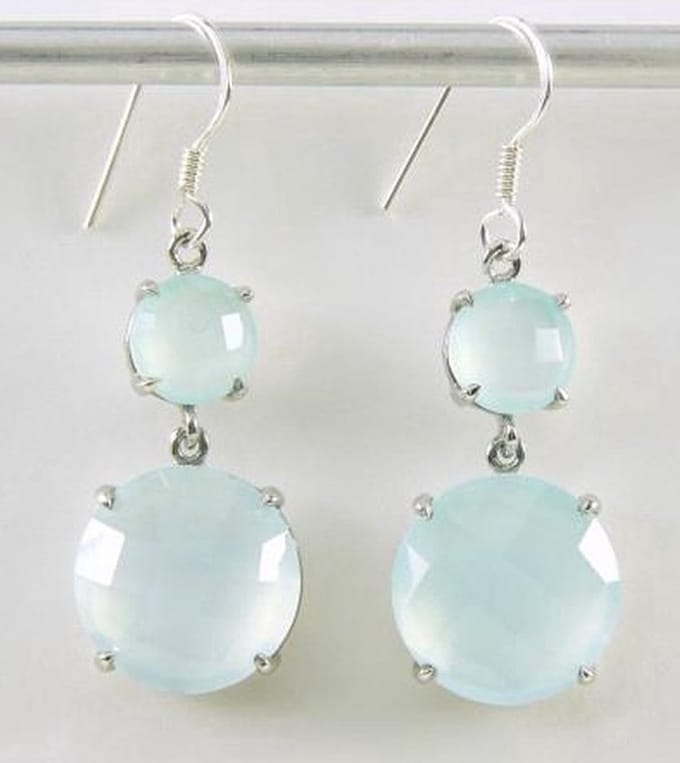 Zilveren oorbellen met chrysopraas chalcedoon