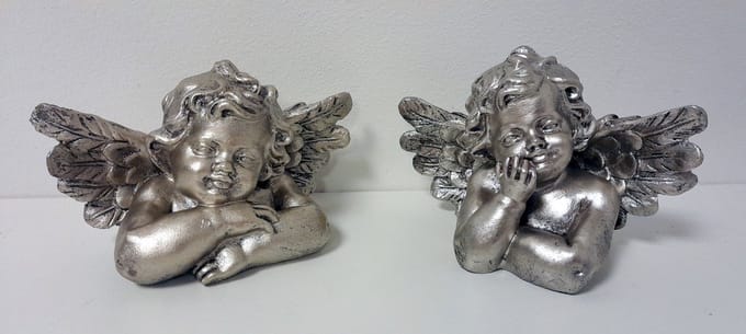 Engel - Beeld - Decoratie - 2 set - 15x12x8cm - Zilver - Bengeltjes